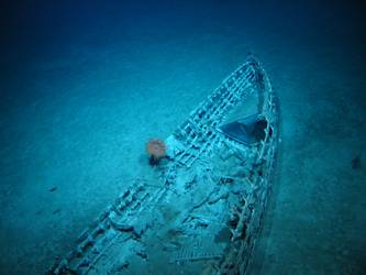 One of ship's boats lying on seabed in decayed state